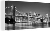 Canvas schilderij - Brooklyn - Brug - New York - Kamerdecoratie - Water - Zwart - Wit - 160x80 cm - Canvas doek - Canvas s