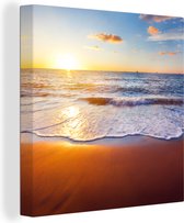 OneMillionCanvasses - Toile - Peinture - Plage - Mer - Soleil - Horizon - Peintures sur toile - Photo sur toile - 90x90 cm - Salon