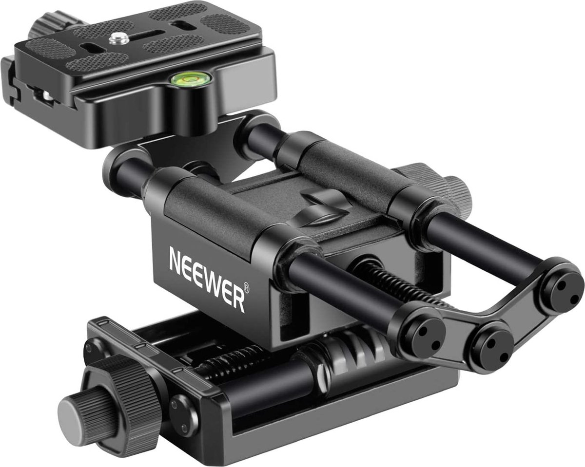 Neewer® - Professionele 4 weg macro Focusrail met 1/4 inch Snelkoppelingsplaat - Geschikt voor Canon Pentax Olympus Sony en andere DSLR camera's en camcorders - Ideaal voor close - ups