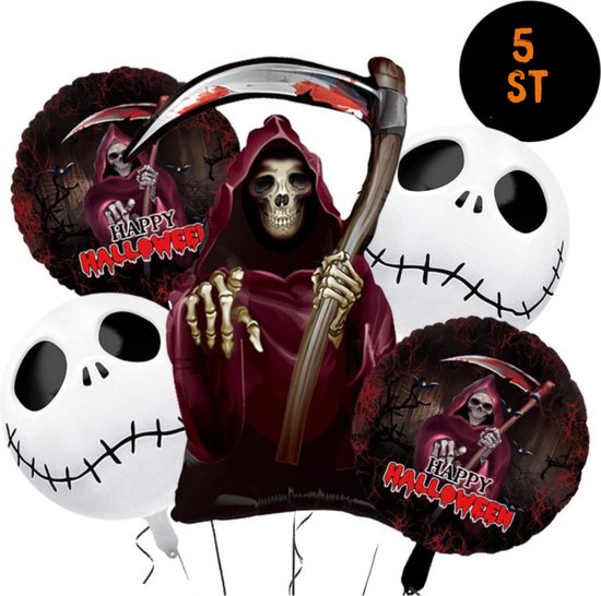 Halloween Pakket - XXL Ballonnen - Set (5 stuks) - Feest Versiering - Decoratie - Rood / Zwart