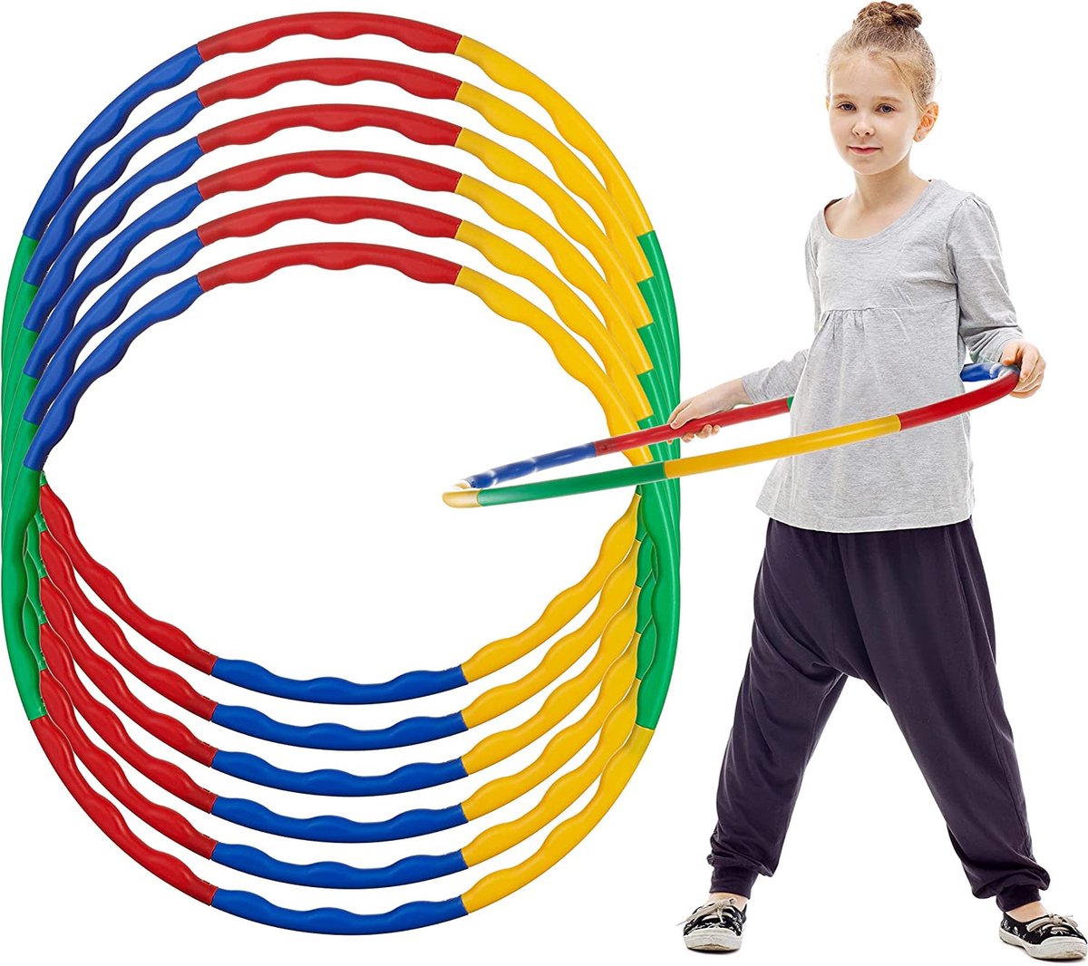 Coriver Hula Kids Hoop, 7 secties plastic hula kleine hoepel, 60 cm afneembare fitnessring gymnastiek, hula hoepels cirkel, trainingsapparatuur voor