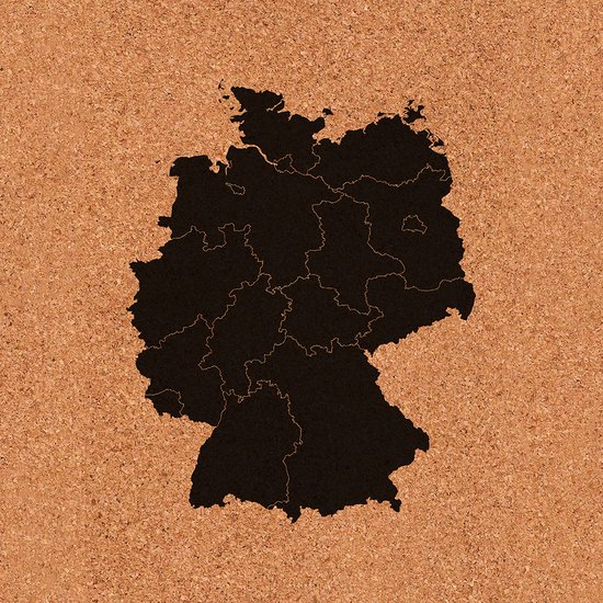Tableau d'affichage en liège, 40x60 cm debout, Carte de l'Allemagne