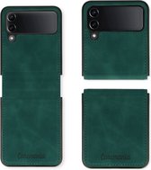 Casemania Hoesje Geschikt voor Samsung Galaxy Z Flip 4 Emerald Green - Kunstlederen Back Cover