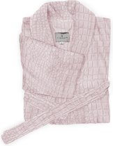 Linnick Flanel Fleece Badjas Croco Uni - light pink - L - Badjas Dames - Badjas Heren