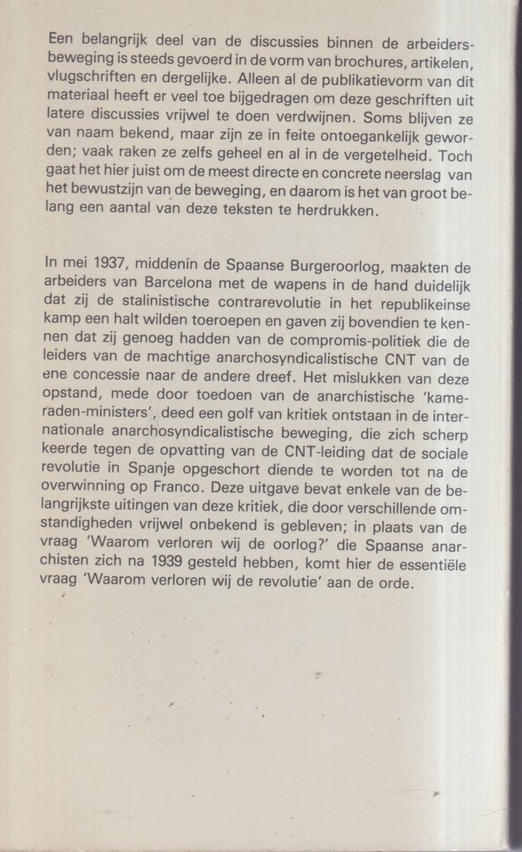 Waarom verloren wij de revolutie ? - back cover