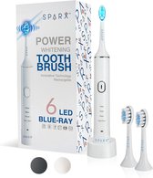 Power Whitening Elektrische tandenborstel | Oplaadbaar, waterbestendig | Ultrasoon met 2 LED-borstelkoppen en 3 modi voor bleken, polijsten en tandvleesverzorging (wit)
