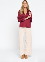 LOLALIZA Satijnen blouse met plooi - Bordeaux - Maat 44