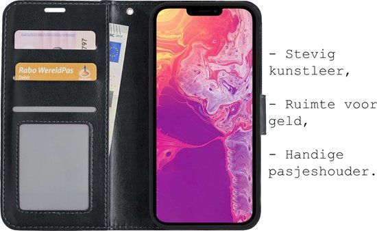 Coque pour iPhone 14 Plus Case Bookcase Cover Flip Case Book Cover avec protection d'écran - Coque pour iPhone 14 Plus Case Book Case Case - Zwart