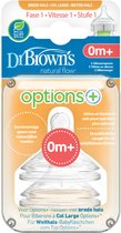Dr. Brown's Options+ Anti-colic Fles Speen - Fase 1 - Voor Brede Halsfles - 2 Stuks