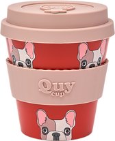 Quy Cup 230ml Ecologische Reis Beker - “Achille” - BPA Vrij - Gemaakt van Gerecyclede Pet Flessen met Rose Siliconen deksel