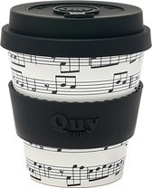 Quy Cup 230ml Ecologische Reis Beker - “Opera” - BPA Vrij - Gemaakt van Gerecyclede Pet Flessen met Zwarte Siliconen deksel