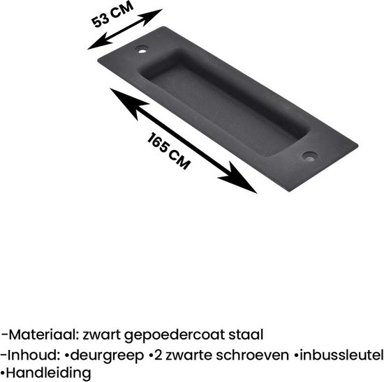 Barnwoodweb deurgreep Phoenix zwart gepoedercoat staal 53x165 mm