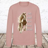 Sweater Just a girl who loves horses roze -Awdis-110/116-Trui meisjes