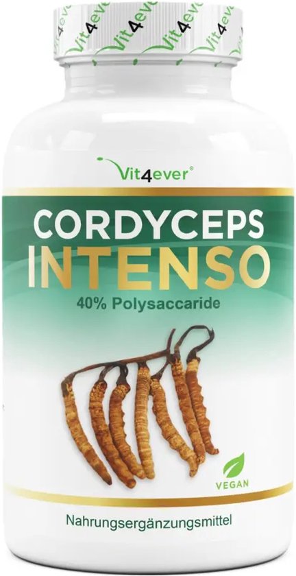 Vit4ever - Cordyceps paddenstoel - 180 capsules met 650 mg echt CS-4 extract - 40% bioactieve polysacchariden - Hoog gedoseerd - Rupsenzwam - Veganistisch