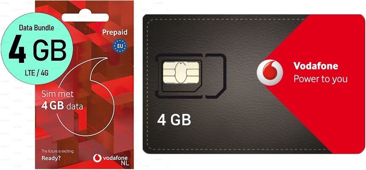 Vodafone Prepaid nummer pakket met 4GB 4G Internet