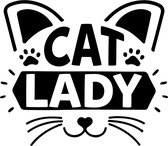 Raamsticker Cat Lady - muursticker - deursticker kat - autosticker - dier