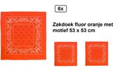 6x mouchoir de fermier orange fluo avec motif 53cm x 53cm - - mouchoir bandana fermier fête de carnaval écharpe fête à thème festival