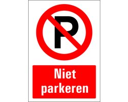 Niet parkeren sticker met tekst 210 x 297 mm