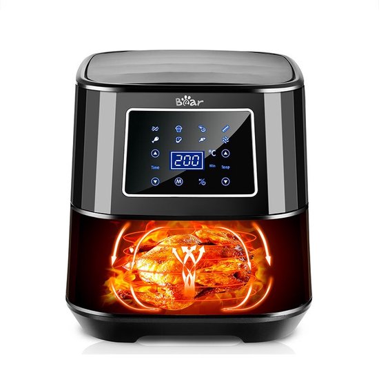 Gadgy Heteluchtfriteuse met Doorkijkvenster 5L - Airfryer met Antiaanbaklaag - 1400W Friteuse Zonder Olie - Instelbare Temperatuur 80°C-200°C - Digitaal Touchscreen