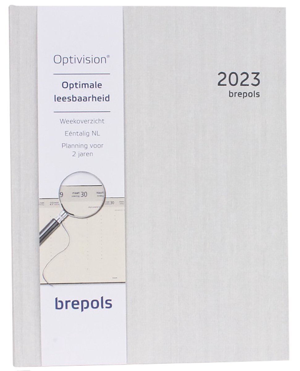 Brepols Agenda 2023 - Optivision XL - KASHMIR - 21 x 27 cm - Grijs