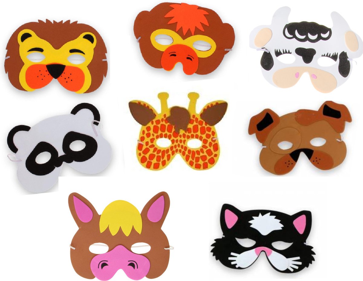 Foammasker | Dieren Masker | Lightfight | 8 Dieren Maskers