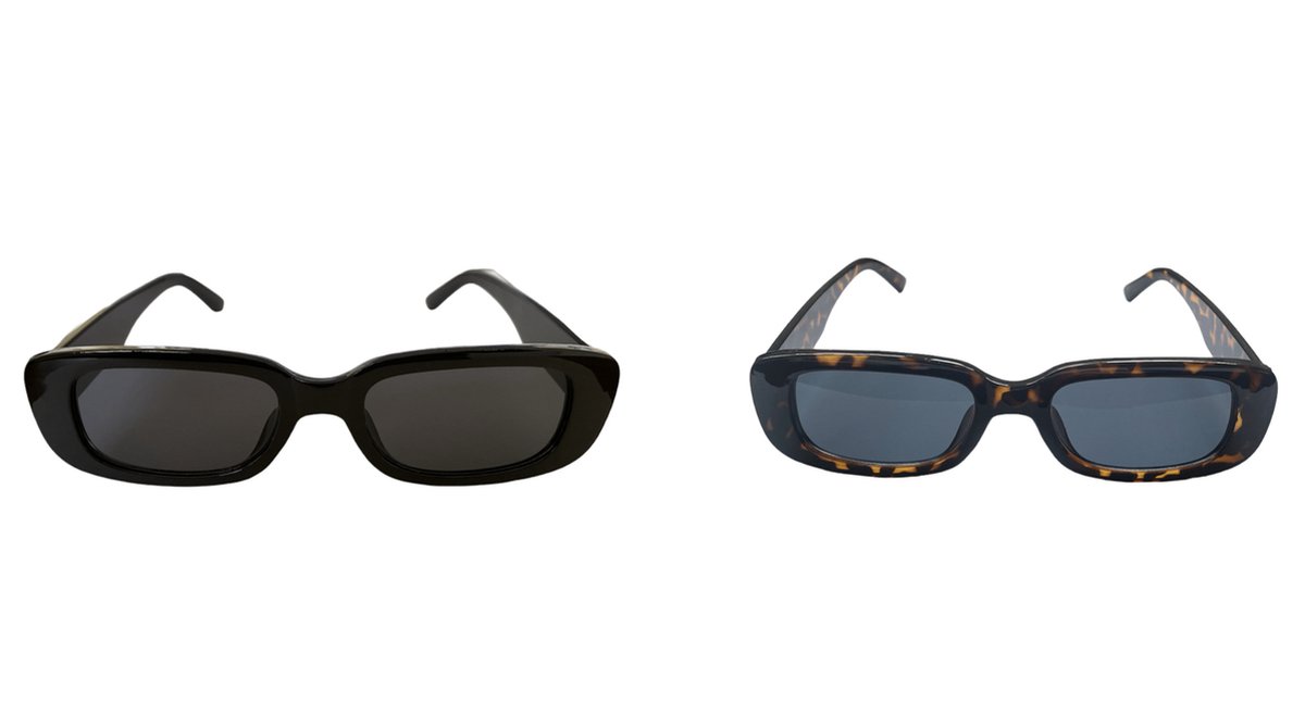 ASTRADAVI Zonnebril 2-Set - Unisex Sunglasses UV400 - Zwart Frame & Lenzen en Luipaard Print Frame & Donker Grijs Lenzen (2 Stuks)