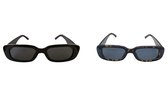 ASTRADAVI Zonnebril 2-Set - Unisex Sunglasses UV400 - Zwart Frame & Lenzen en Luipaard Print Frame & Donker Grijs Lenzen (2 Stuks)