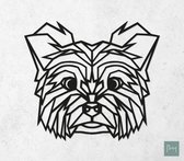 Laserfabrique Wanddecoratie - Geometrische Hond Yorkshire Terriër - Large - Zwart - Geometrische dieren en vormen - Houten dieren - Muurdecoratie - Line art - Wall art