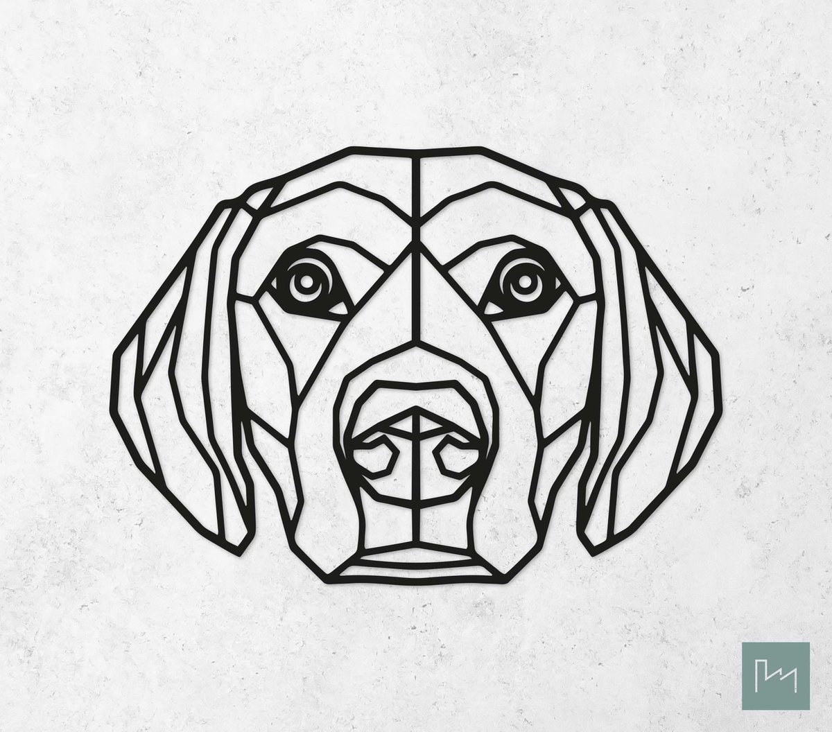 Laserfabrique Wanddecoratie - Geometrische Hond Labrador Retriever - XS - Brievenbusformaat - Zwart - Geometrische dieren en vormen - Houten dieren - Muurdecoratie - Line art - Wall art