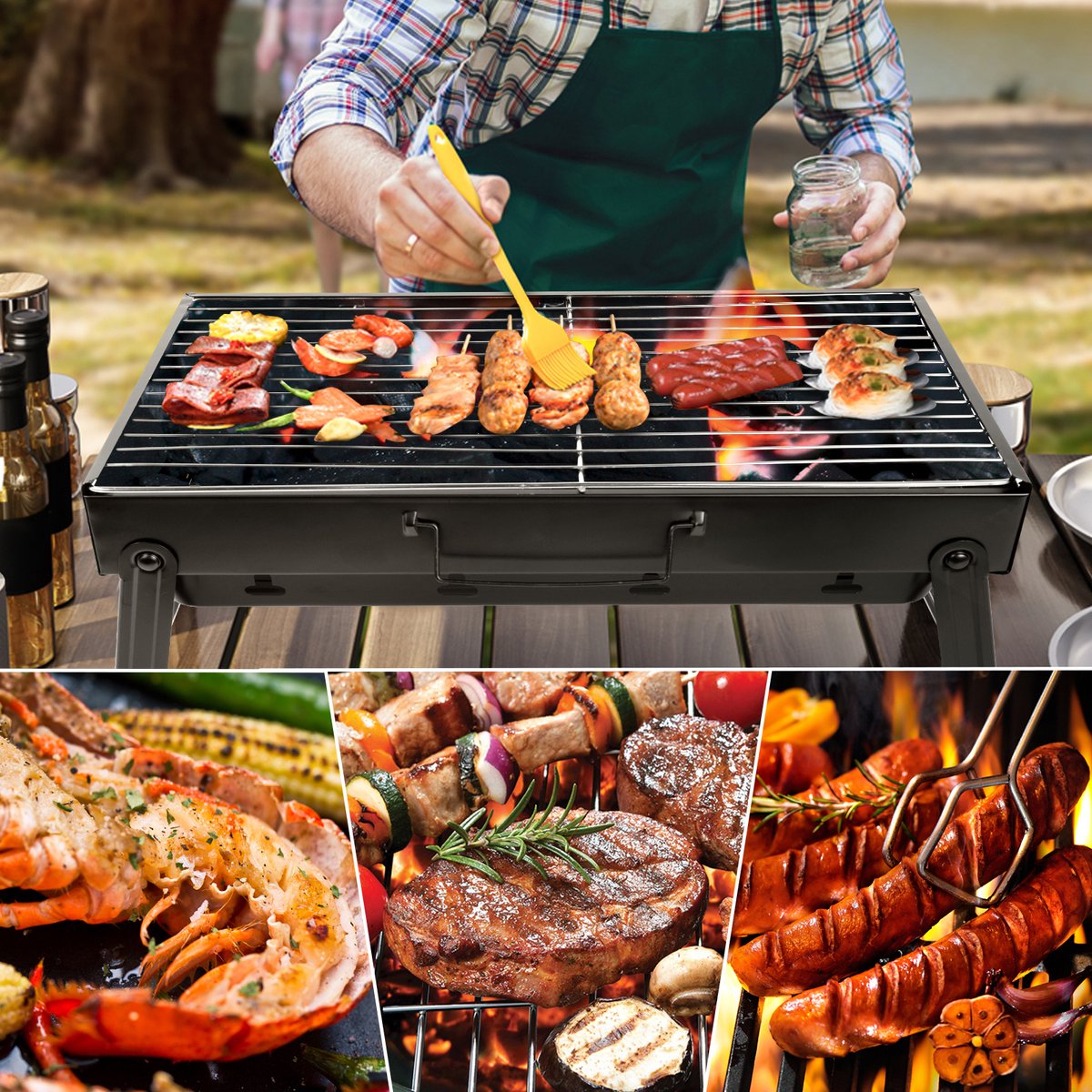 Uten Opvouwbare mini bbq houtskool - barbecue houtskool thumbnail 2