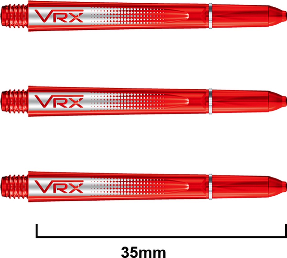 RED DRAGON - VRX Rood Korte Dartschachten - 4 sets per pakket (12 stengels in totaal)