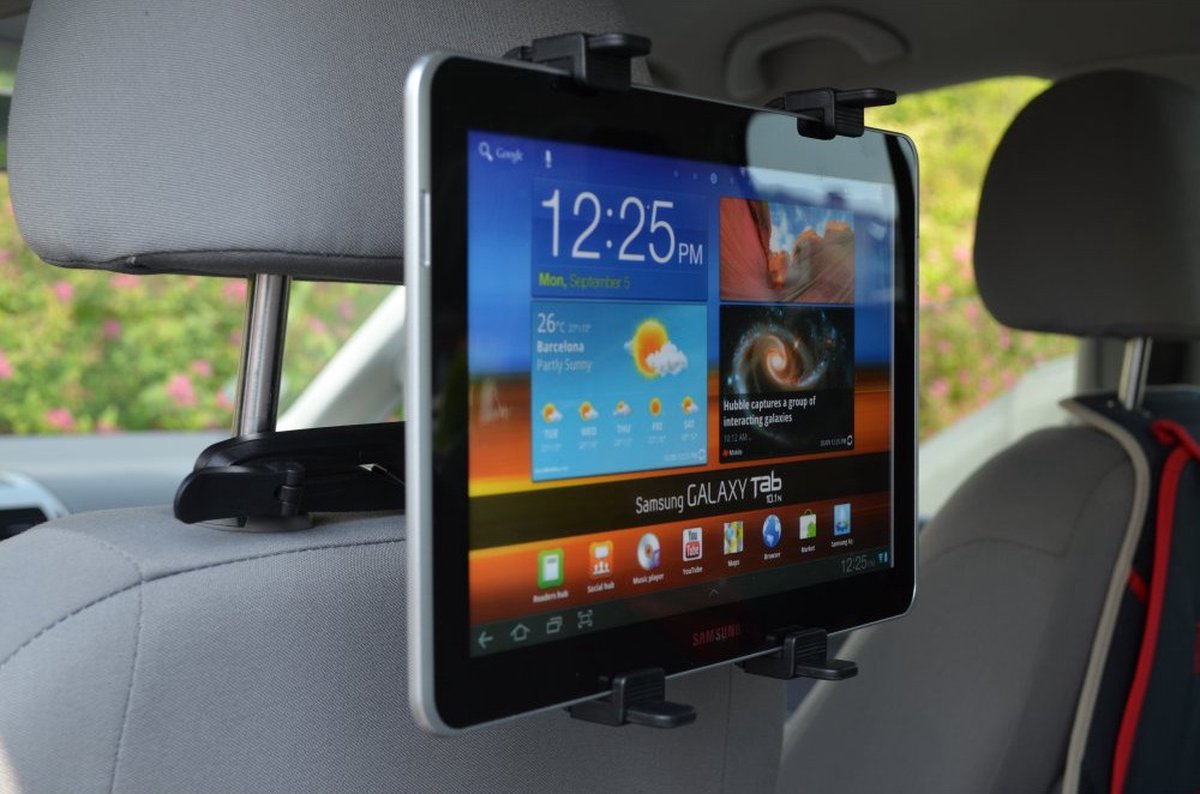Stevige Tablet Houder Auto - Tablet Hoofdsteun Houder met verstelbare arm - iPad Houder- Set van 2 - Zwart