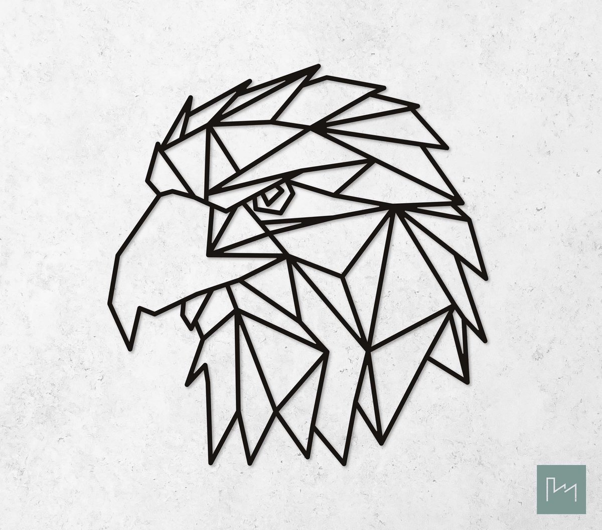 Laserfabrique Wanddecoratie - Geometrische Arend - Small - Zwart - Geometrische dieren en vormen - Houten dieren - Muurdecoratie - Line art - Wall art
