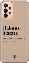 Casimoda® hoesje - Geschikt voor Samsung A23 - Hakuna Matata - Backcover - Siliconen/TPU - Bruin/beige
