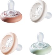Tommee Tippee borstachtige fopspeen - op huid lijkende textuur - symmetrisch orthodontisch ontwerp - BPA-vrij - 0-6 maanden - verpakt per 4 fopspenen