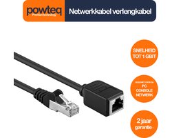 Powteq - 3 meter netwerk verlengkabel - Premium koperen kern - Afgeschermd - Cat 5e F/UTP - Zwart - Geen signaalverlies