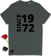 T shirt met tekst: Since 1972 - Grappig tshirt voor mannen en vrouwen die geboren zijn in 1972 - Unisex maten: S t/m 3XL - Shirt kleuren: wit en anthracite.