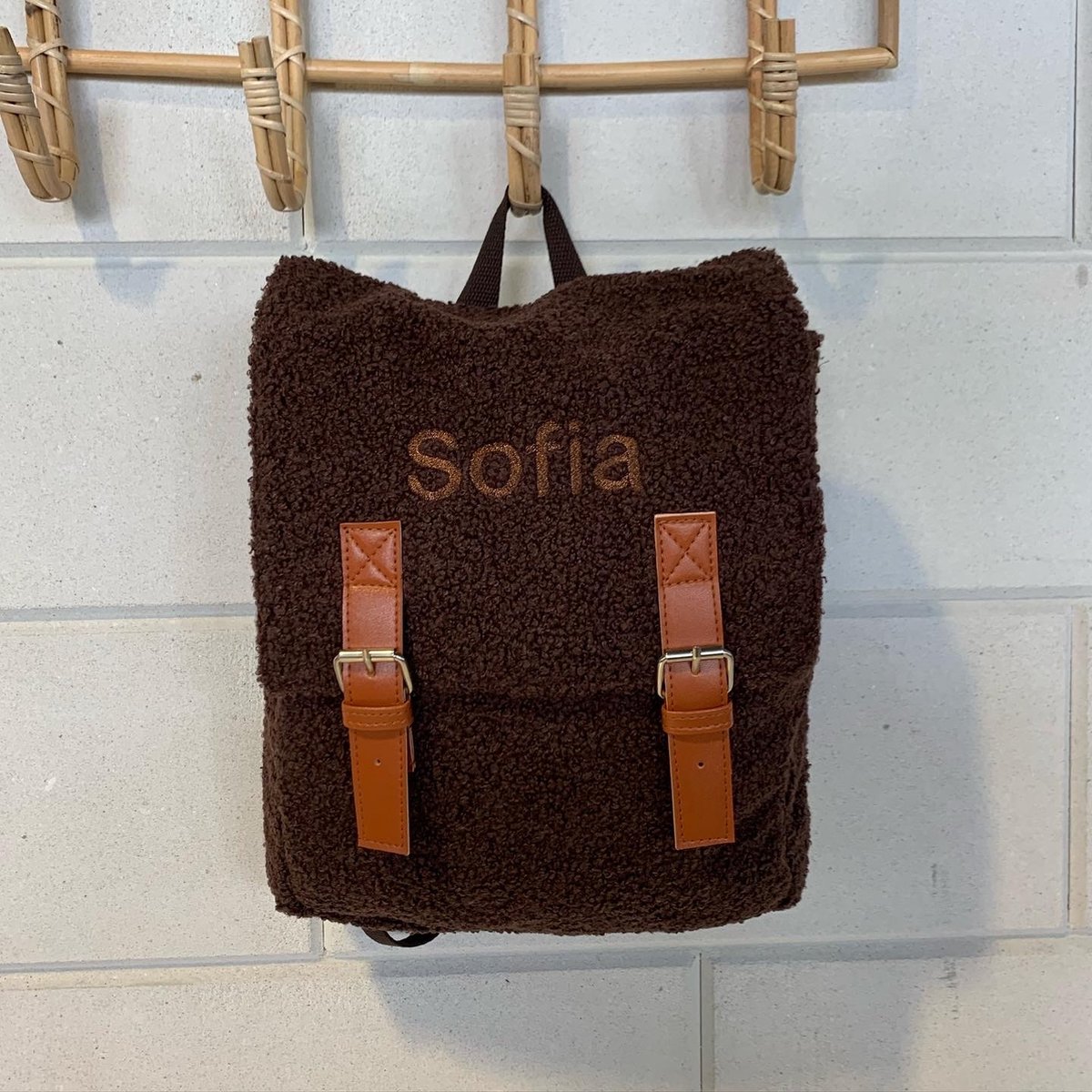 Gepersonaliseerde Adalletti teddy rugzak kids | brown/bruin rugtas | rugzak met naam | schooltas met naam | tas | kinderen | peuter | kleuter| teddy | bruin | coffee | baby en kind