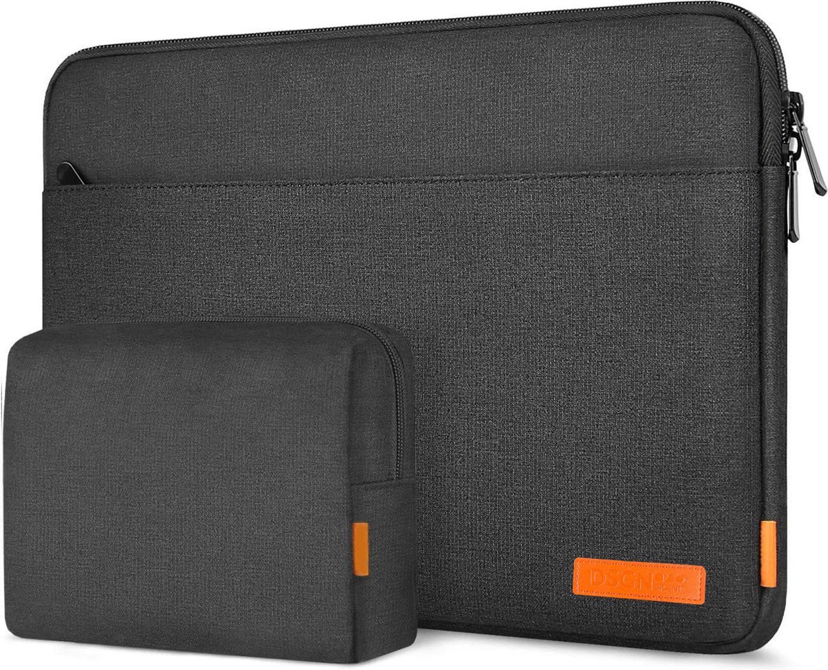 DSGN PRTCT - Laptophoes 14 inch - Laptoptas - Notebook - Chromebook - Laptop Sleeve Hoes Case - Etui - Waterdicht - Extra vak - Zwart