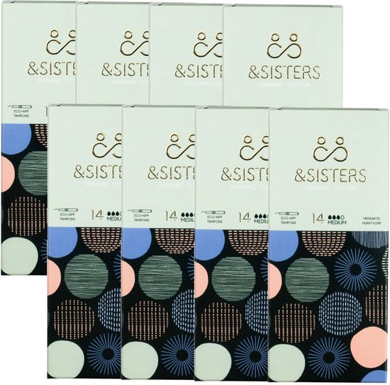 &SISTERS – Tampons Eco -applicateurs – Medium – Lot de 8 – Katoen biologique