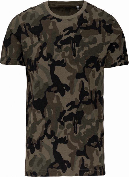 Dames T-shirt camouflage Groen, K3031,korte mouw, maat L