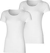 Apollo dames t-shirts korte mouw bamboo | ronde hals 2-pack | MAAT M | wit