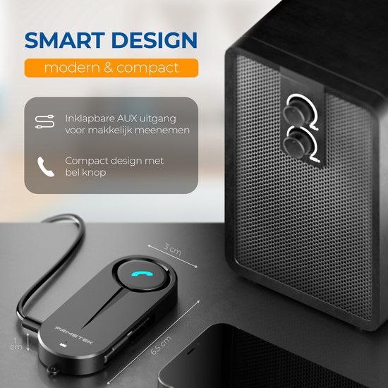 Primetek® Bluetooth Audio Receiver - BT 5.0 - 3.5MM AUX - Carkit - Bluetooth Ontvanger - Audio Adapter Receiver Dongel — afbeelding 4