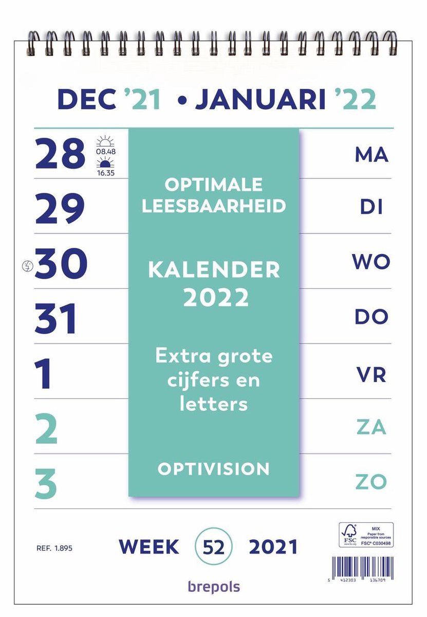 . salaris koolhydraat Brepols optivision kalender 2023 grote letter a4 maat | bol.com
