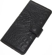Made-NL Handgemakte Geschikt voor Apple iPhone Xs/X book case Zwart krokodillenprint robuuste hoesje