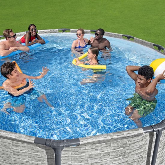 Bestway piscine acier pro max set bande de pierre ronde 427