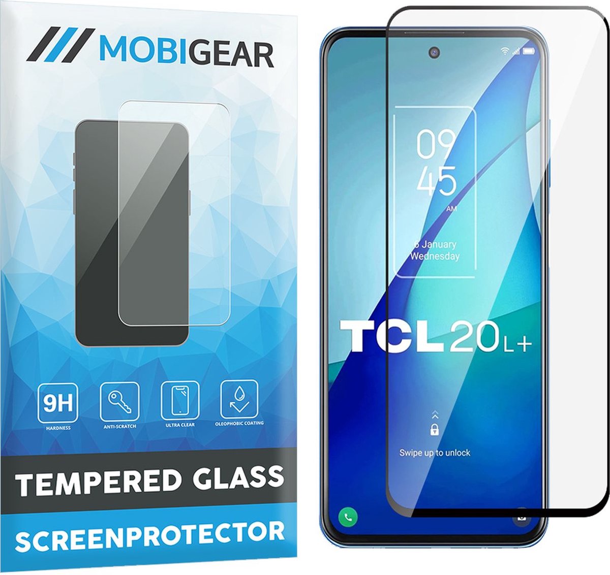 Mobigear Screenprotector geschikt voor TCL 20L Plus Glazen | Mobigear Premium Screenprotector - Case Friendly - Zwart