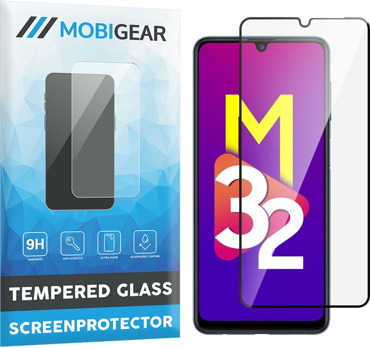 Mobigear Screenprotector geschikt voor Samsung Galaxy M32 4G Glazen | Mobigear Premium Screenprotector - Case Friendly - Zwart