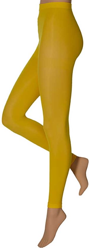 Apollo - Dames party legging - 60 denier - Geel - Maat S/M - Neon Legging - Gekleurde legging - Legging carnaval