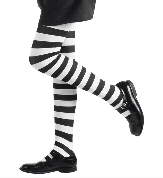 WIDMANN - Zwart-wit gestreepte panty voor kinderen - Zwart - 116 (4-5 jaar)  | bol.com